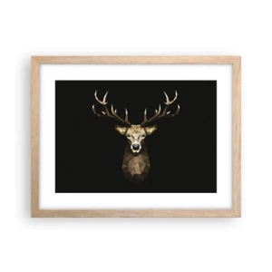 Poster în ramă de stejar deschis - Cerb cubist - 40x30 cm