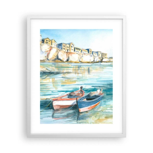 Poster în ramă albă - Peisaj în azur - 40x50 cm
