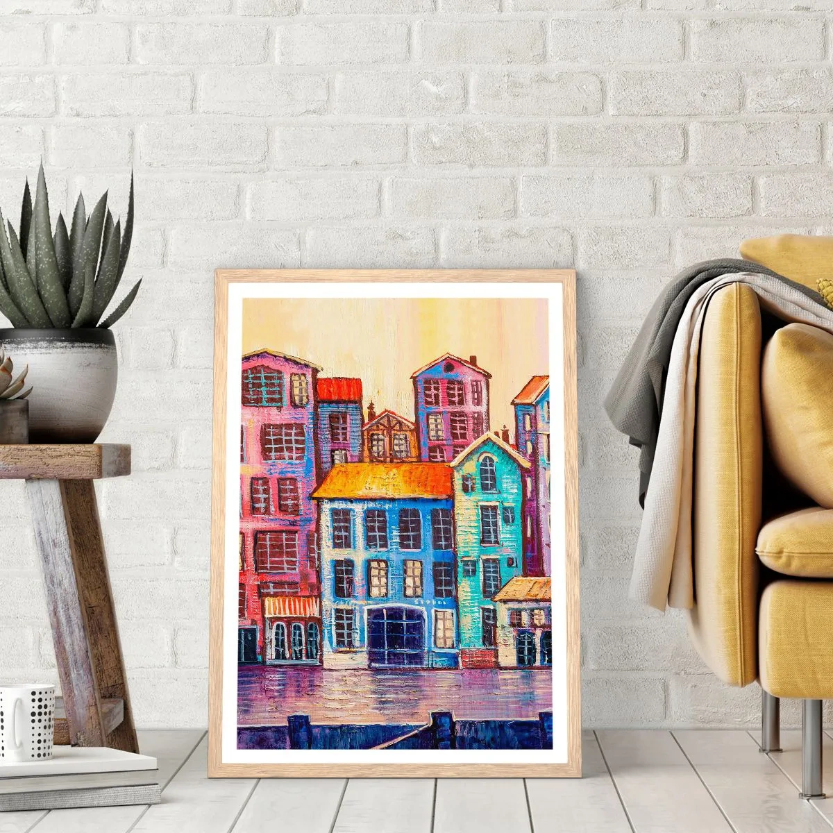 Poster în ramă de stejar deschis - Un oraș ca în basm - 50x70 cm