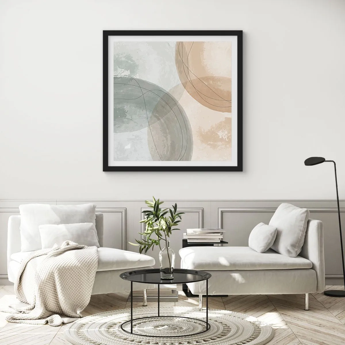 Poster în ramă neagră - Întrepătrunderea lumilor - 50x50 cm