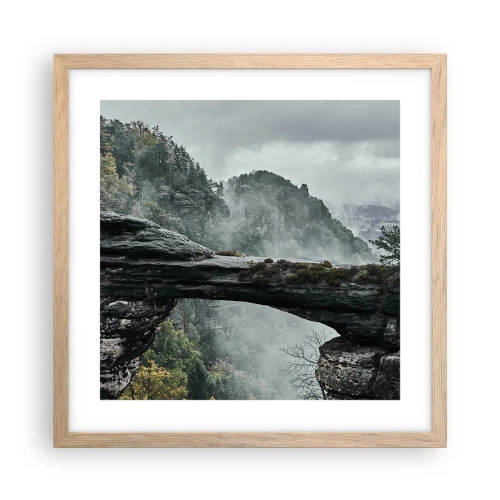 Poster în ramă de stejar deschis - Aventura este pe cale să înceapă - 40x40 cm