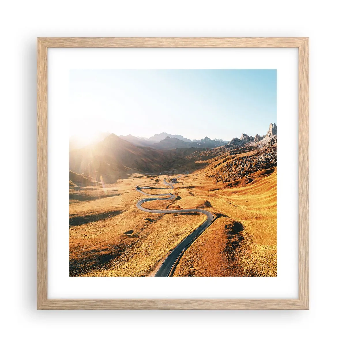 Poster în ramă de stejar deschis - Într-o vale de aur - 40x40 cm