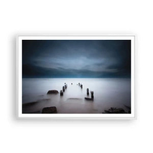 Poster în ramă albă - Un lac în ceața calmă - 100x70 cm