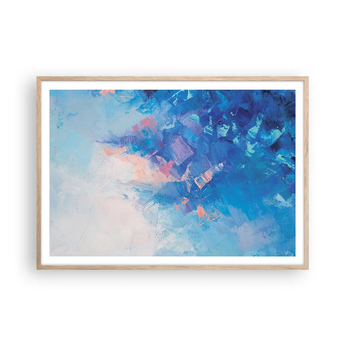 Poster în ramă de stejar deschis - Abstracție de iarnă - 100x70 cm