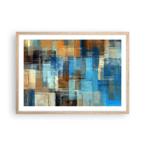 Poster în ramă de stejar deschis - Prin valul albastru - 70x50 cm