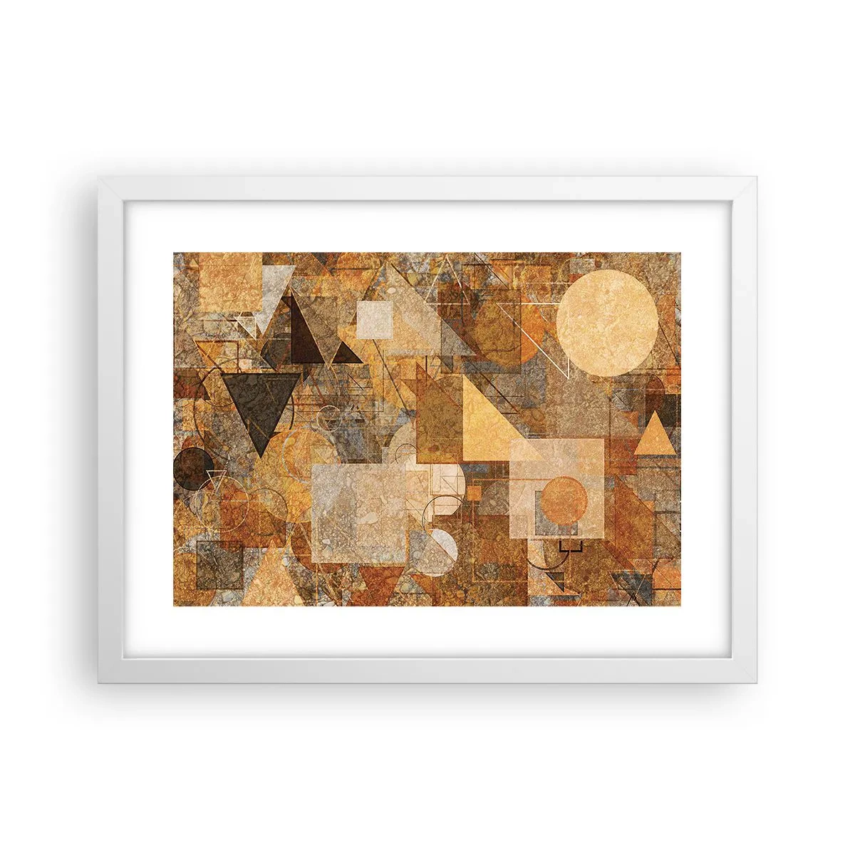 Poster în ramă albă - Studiu cubist de bronz - 40x30 cm