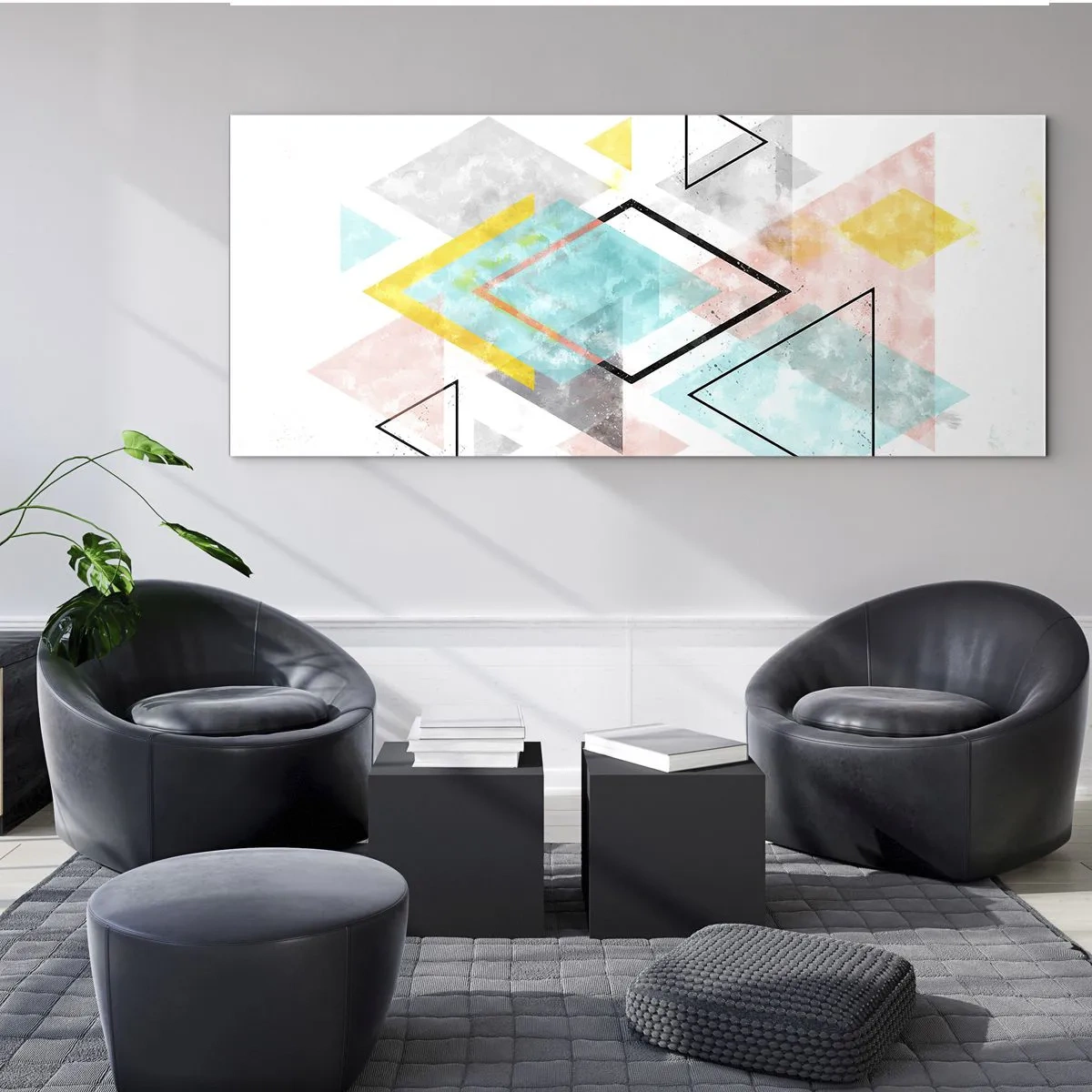 Tablou pe sticlă - Joc geometric - 100x40 cm