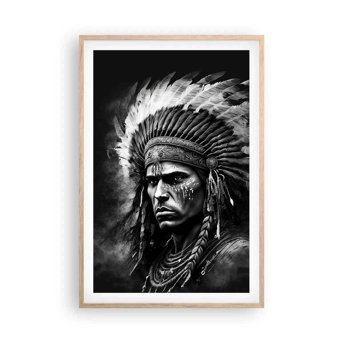 Poster în ramă de stejar deschis - Conducător și luptător - 61x91 cm