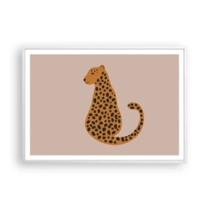 Poster în ramă albă - Modelul leopard este tot timpul la modă - 100x70 cm