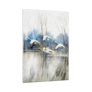 Tablou pe sticlă - Dansând cu lebedele sălbatice - 50x70 cm