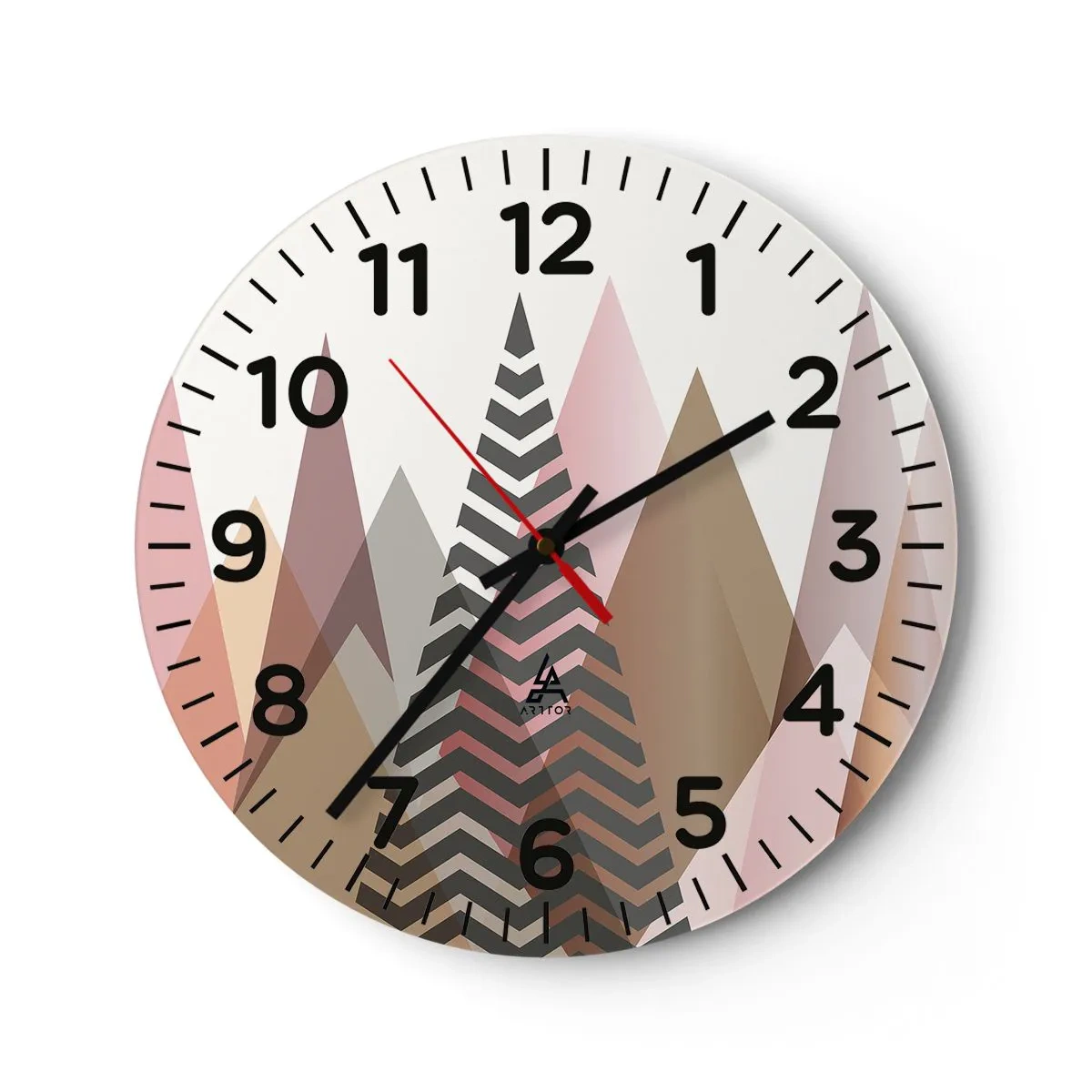 Ceas de perete - Ceas pe sticlă - Construcție piramidală - 30x30 cm
