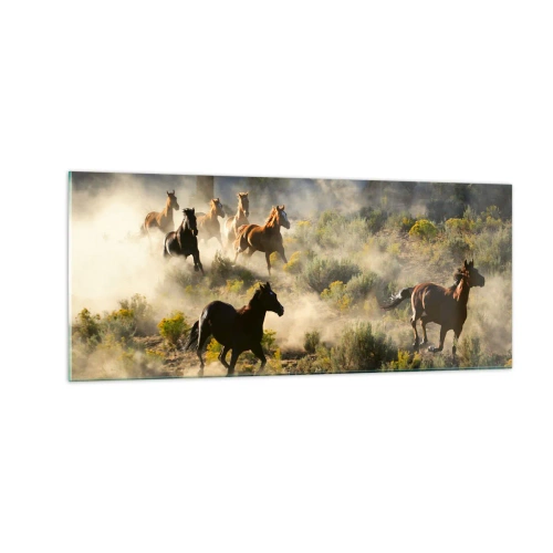 Tablou pe sticlă - Rivalitatea - libertate sau putere masculină? - 100x40 cm