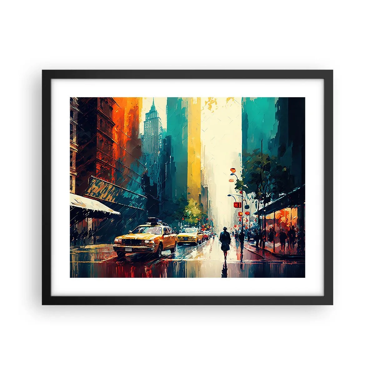 Poster în ramă neagră - New York - aici și ploaia este colorată - 50x40 cm
