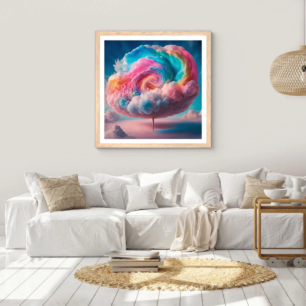 Poster în ramă de stejar deschis - Visul unui parc de distracții - 50x50 cm