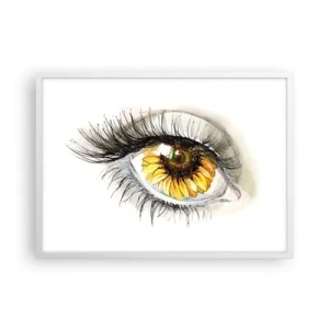 Poster în ramă albă - O privire la fel de fierbinte ca vara - 70x50 cm