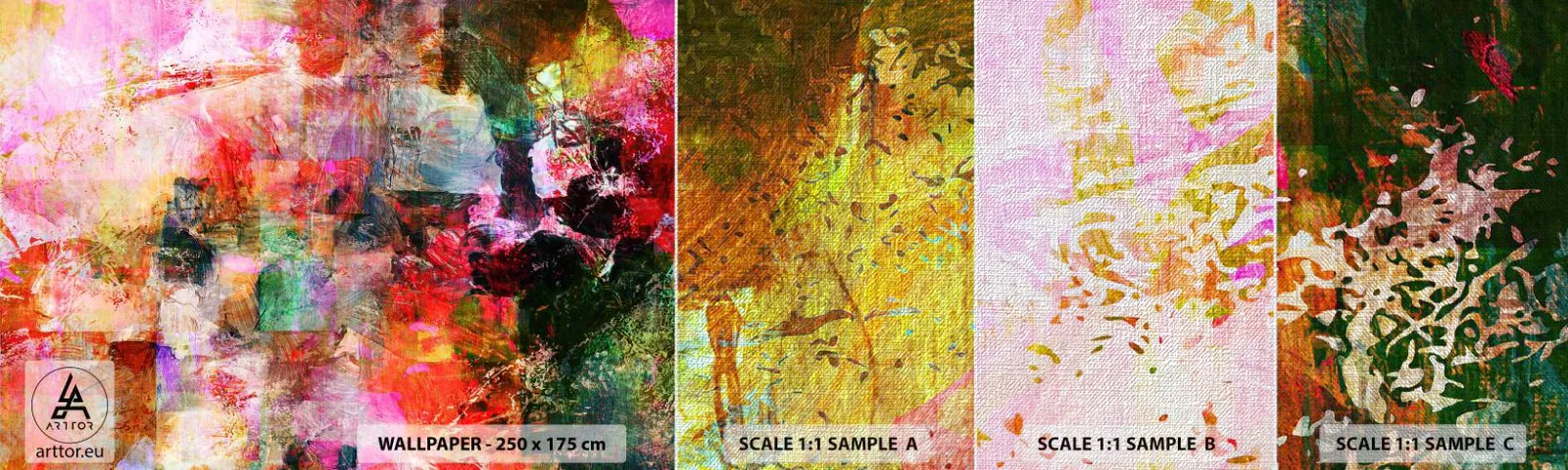 Mostră tapet Premium Canvas - O călătorie prin roz - Abstracția, Bucată, Grafică - 100x30 cm