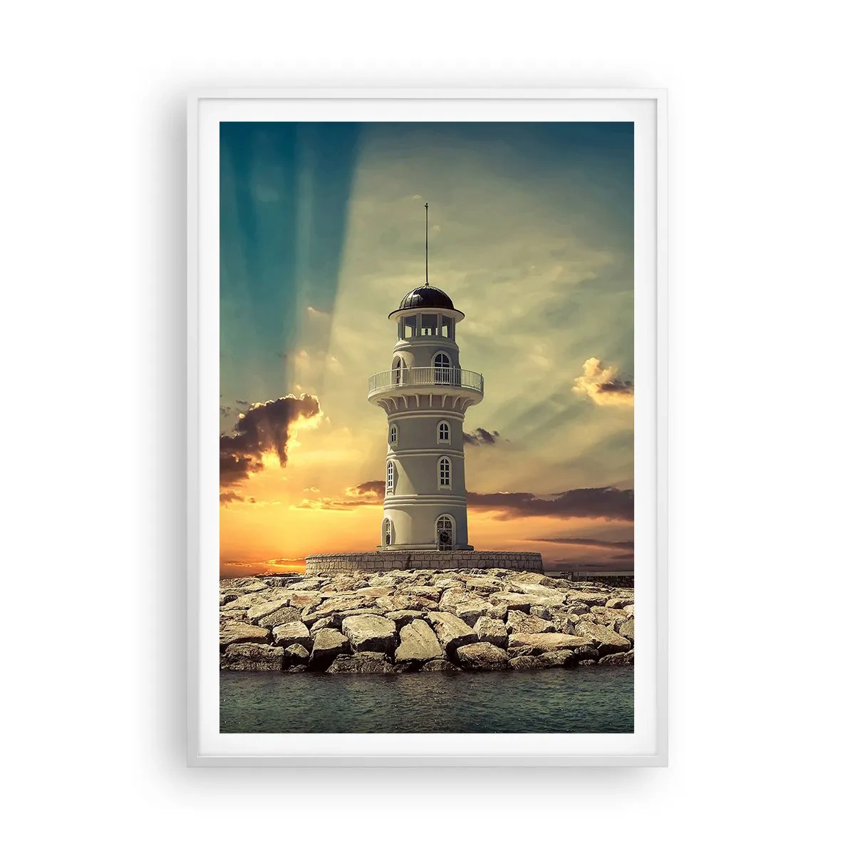 Poster în ramă albă - Lumină - Bunătate - Frumusețe - 70x100 cm