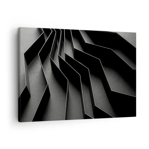 Tablou pe pânză Canvas - Abstracție alb-negru cu structuri geometrice - 70x50cm - Ordinea spațială - Decorațiune modernă pentru perete pentru living și dormitor ARTTOR