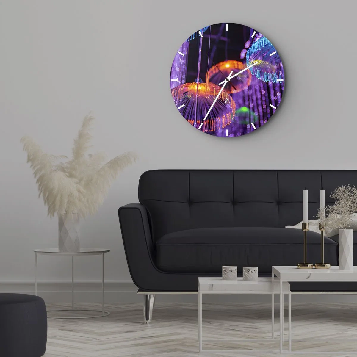 Ceas de perete - Ceas pe sticlă - Fântână de lumină - 40x40 cm