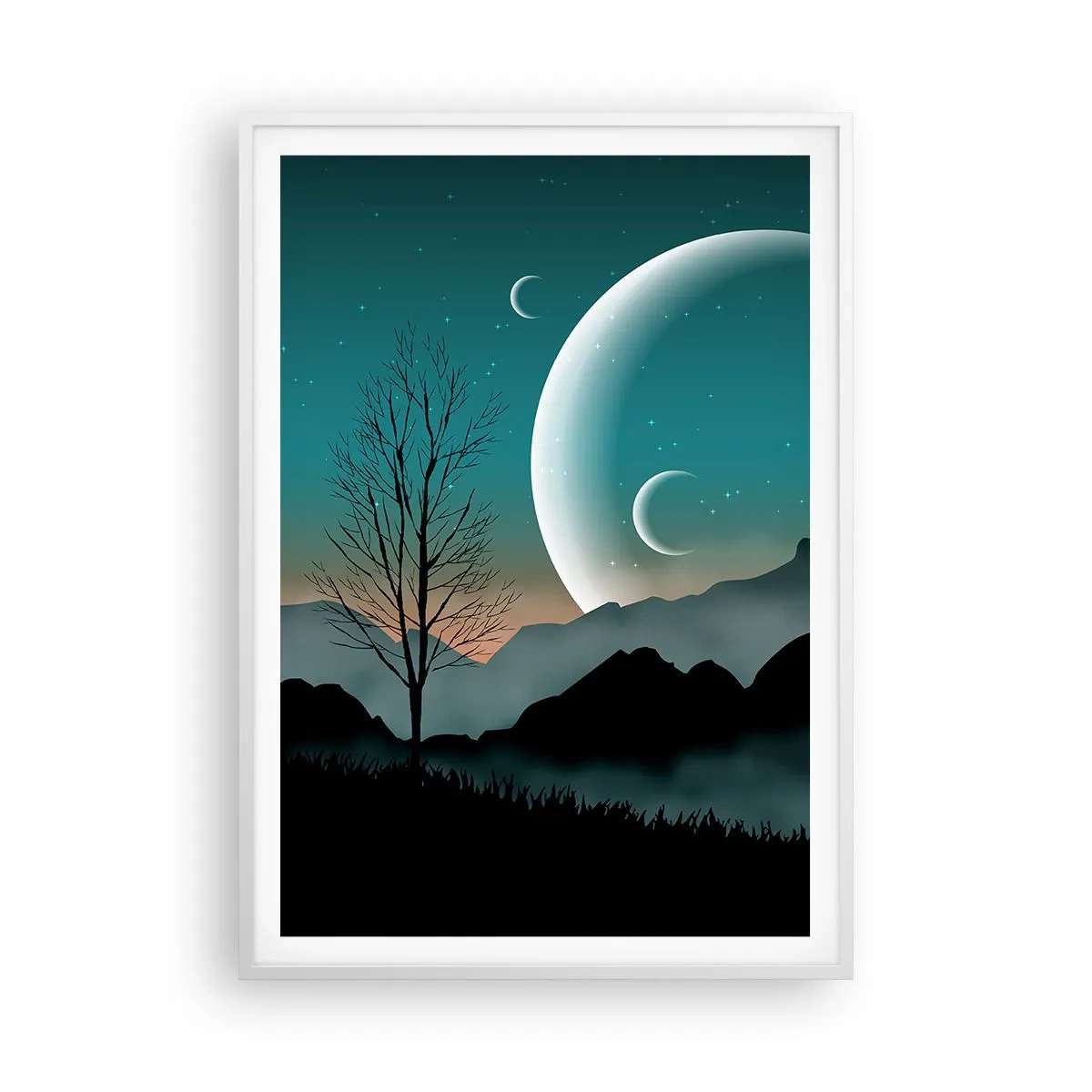 Poster în ramă albă - Carnavalul unei nopți înstelate - 70x100 cm