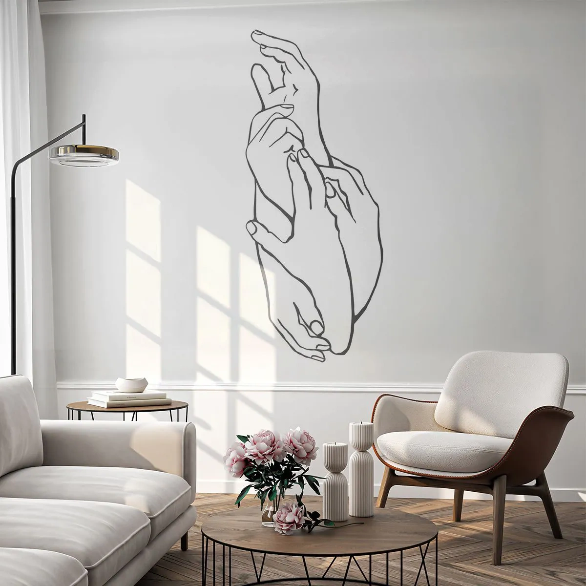 Tapet Standard Eco - Atingere bună - Mâinile, Linia, Minimalism - 150x105 cm