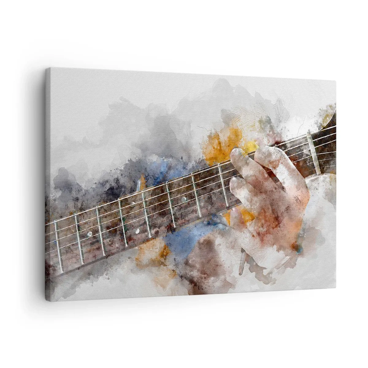 Tablou pe pânză Canvas - Imagine abstractă a unei mâini cântând la chitară - 70x50cm - Poezie între corzi - Decorațiune modernă pentru perete pentru living și dormitor ARTTOR