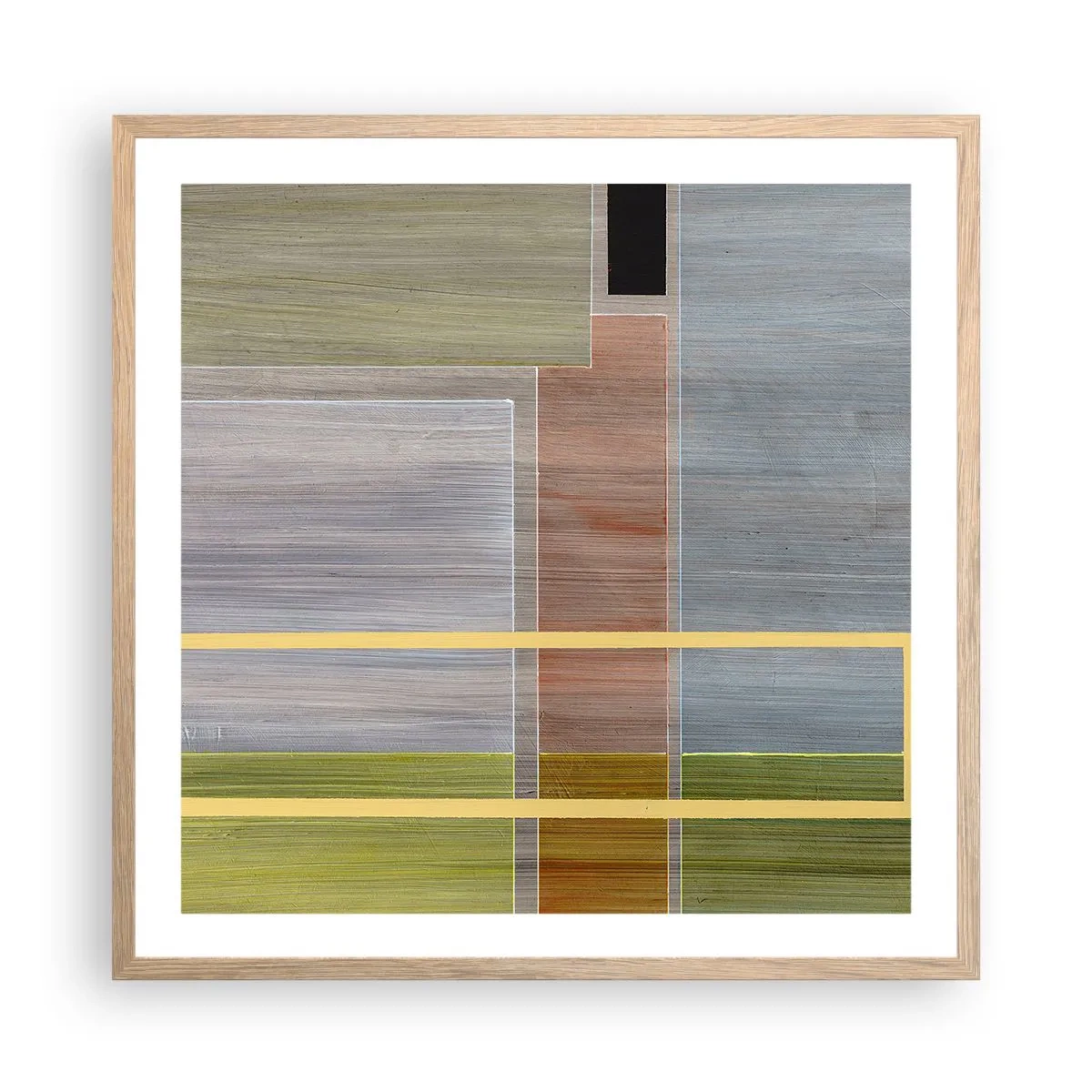 Poster în ramă de stejar deschis - Drept și liniștit - 60x60 cm
