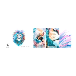 Mostră tapet autocolant Deluxe Sticker - Aură electrizantă - Animale, Leu, Abstracția - 100x30 cm