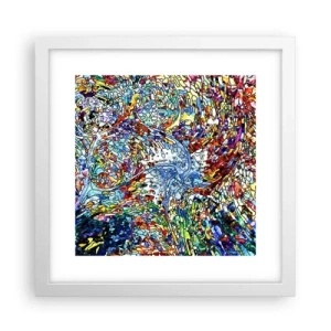 Poster în ramă albă - Vitraliu de picături - 30x30 cm