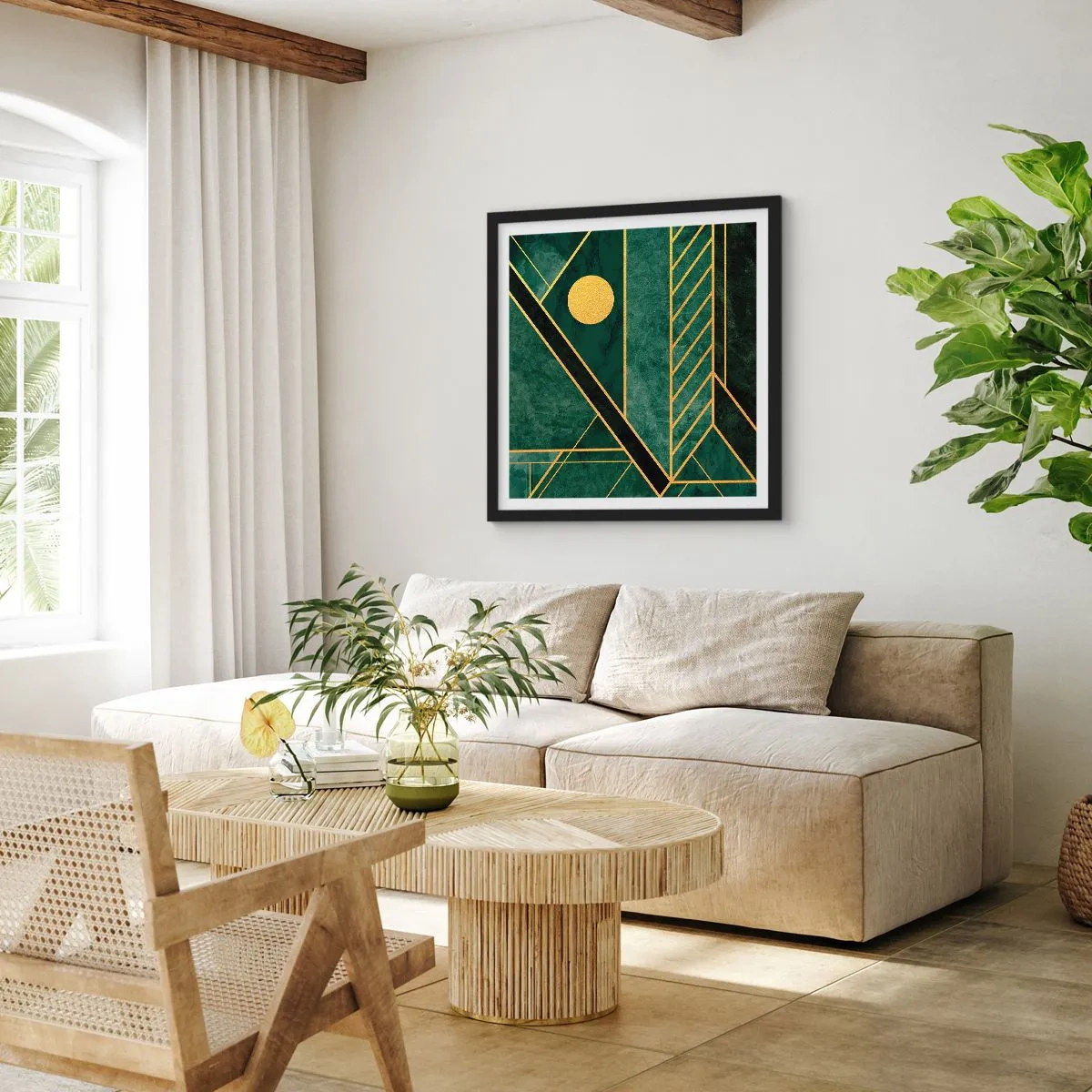 Poster în ramă neagră - Dinamica aurului și a azurului - 60x60 cm