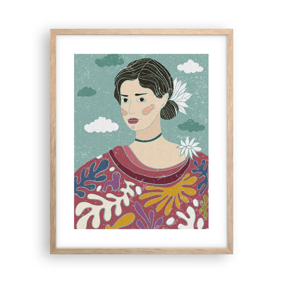 Poster în ramă de stejar deschis - Cu melancolie în privire - 40x50 cm