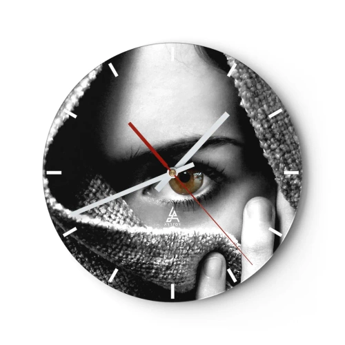 Ceas de perete - Ceas pe sticlă - Aspect alb-negru ascuns în spatele materialului - 30x30cm - Află secretul - Decorațiune modernă pentru perete pentru living, bucătărie și dormitor ARTTOR
