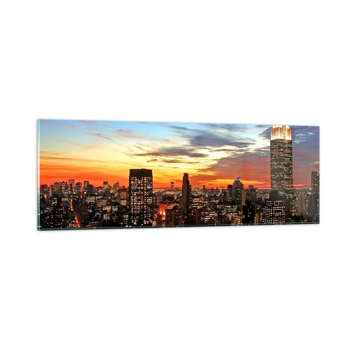 Tablou pe sticlă - O noapte americană luminoasă - 90x30 cm