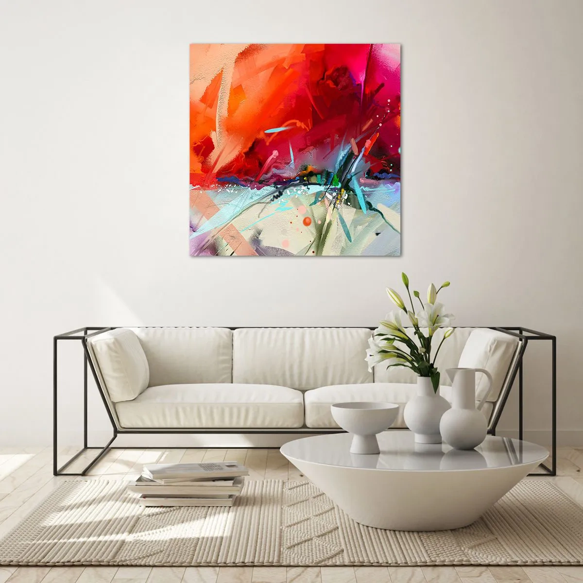 Tablou pe sticlă - O explozie de lumini și culori - 60x60 cm