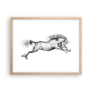 Poster în ramă de stejar deschis - Oprit din galop - 50x40 cm