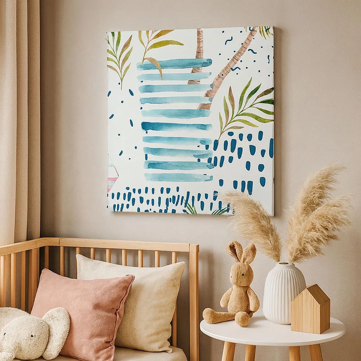 Tablou pe pânză - Vacanță sub palmieri - 30x30 cm