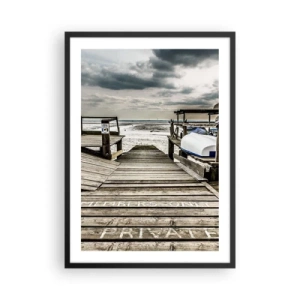 Poster în ramă neagră - ponton de lemn peste mare - 50x70cm - Plaja din nord - Decorațiune modernă pentru perete pentru living și dormitor ARTTOR