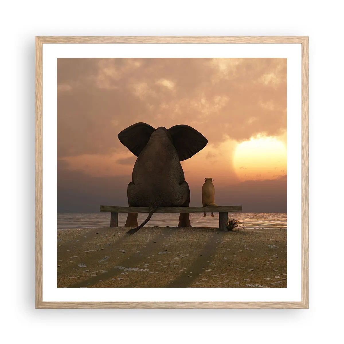 Poster în ramă de stejar deschis - Este bine să tăcem împreună - 60x60 cm