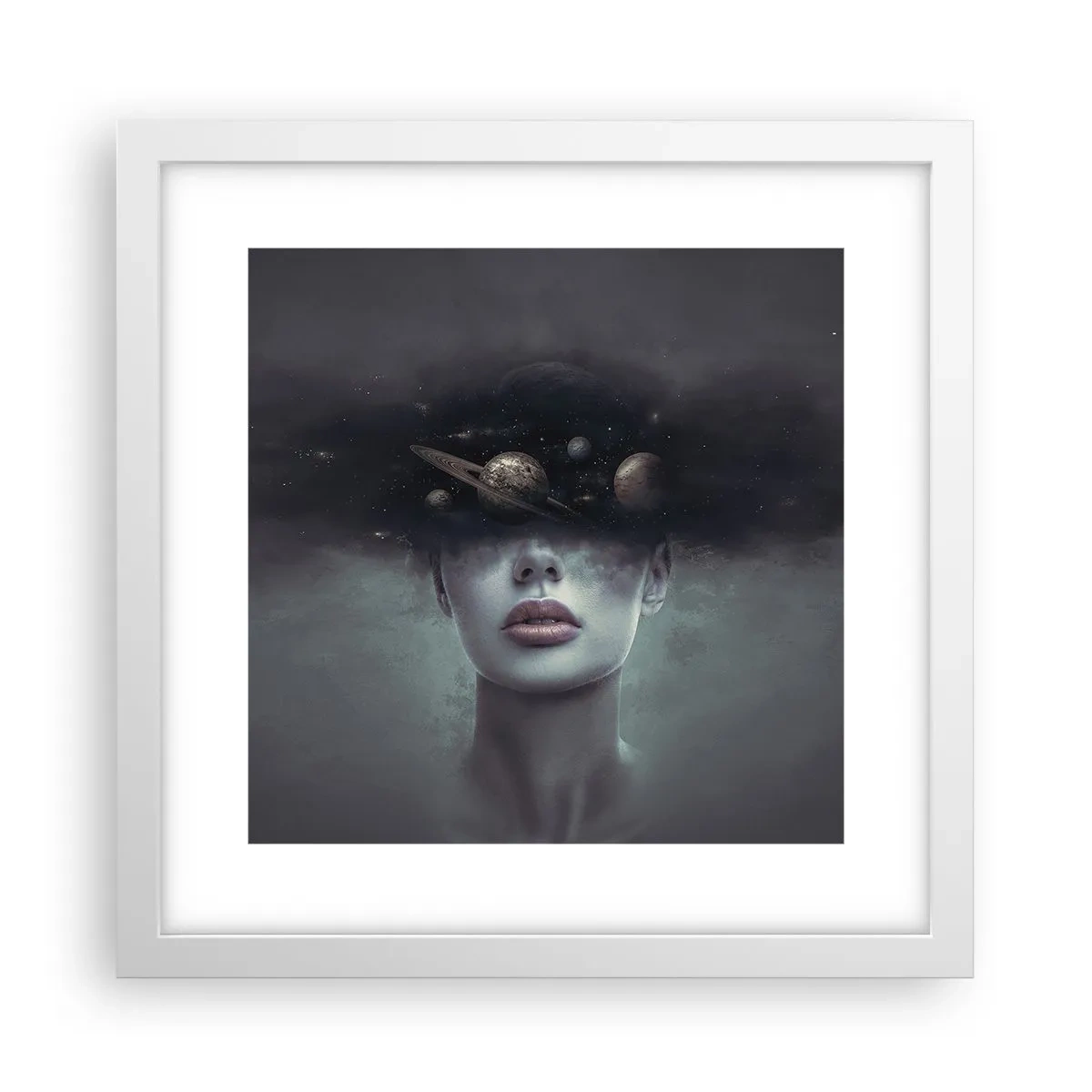 Poster în ramă albă - Și planetele o iau razna... - 30x30 cm