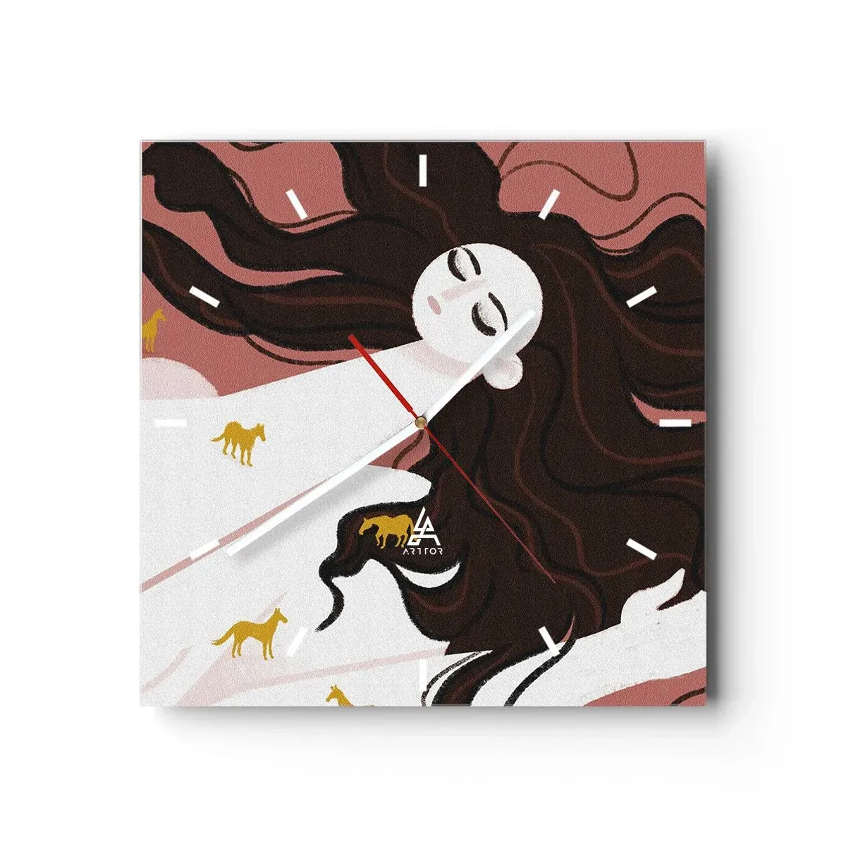 Ceas de perete - Ceas pe sticlă - Visul despre calul de aur - 40x40 cm