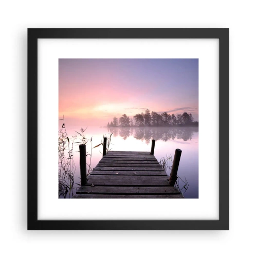 Poster în ramă neagră - Din ceața de liliac... - 30x30 cm