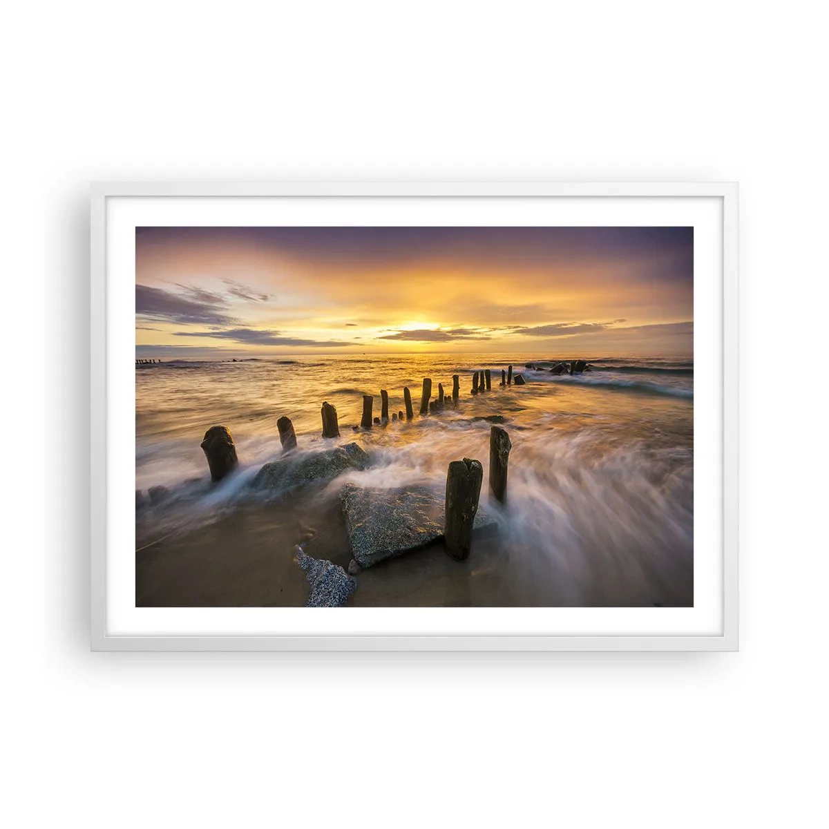 Poster în ramă albă - Frumusețe brută a mării - 70x50 cm