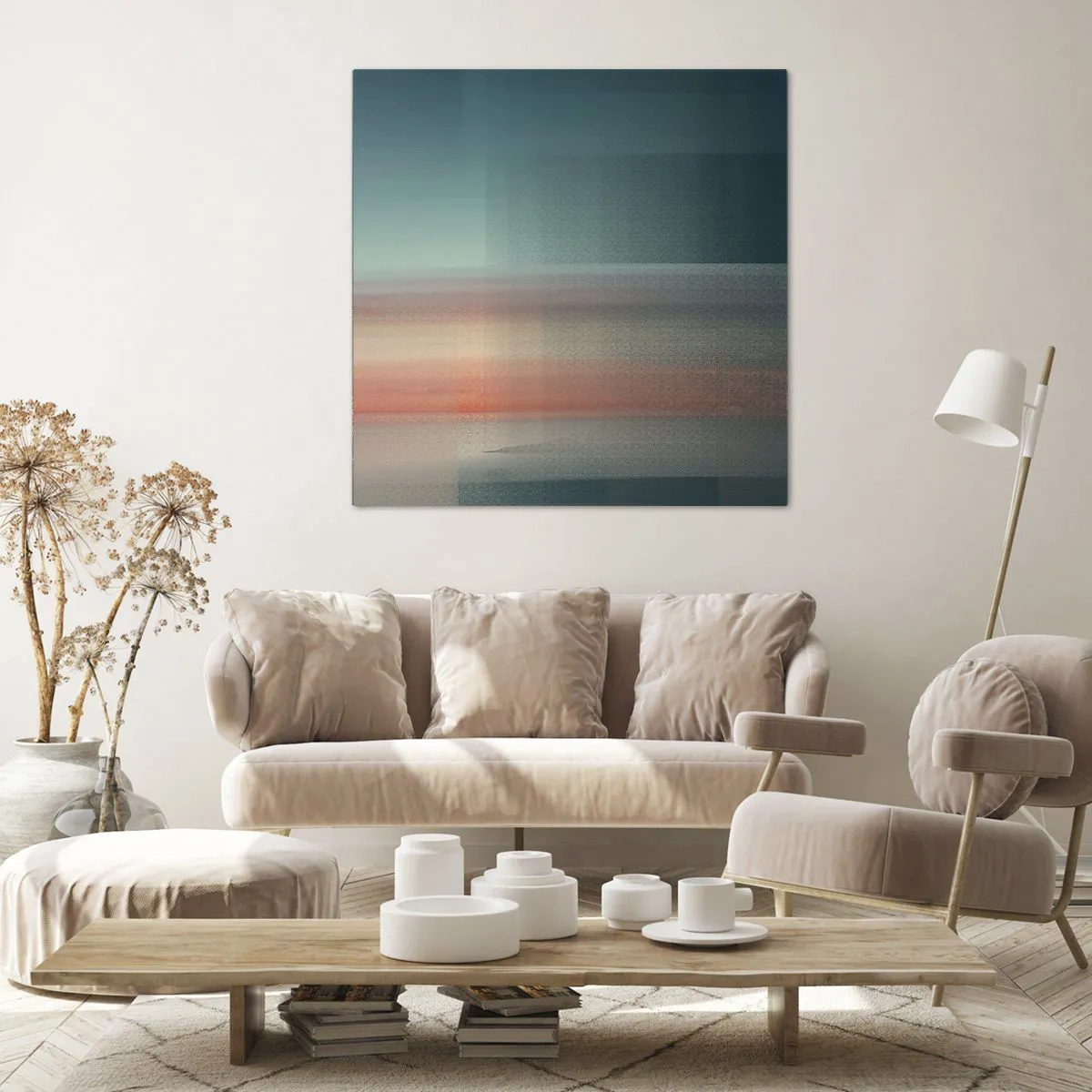 Tablou pe pânză - Abstracție: unde de lumină - 60x60 cm