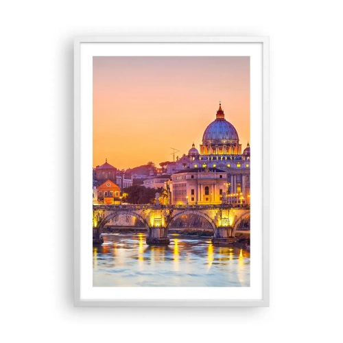 Poster în ramă albă - Amurg deasupra Orașului Etern - 50x70 cm