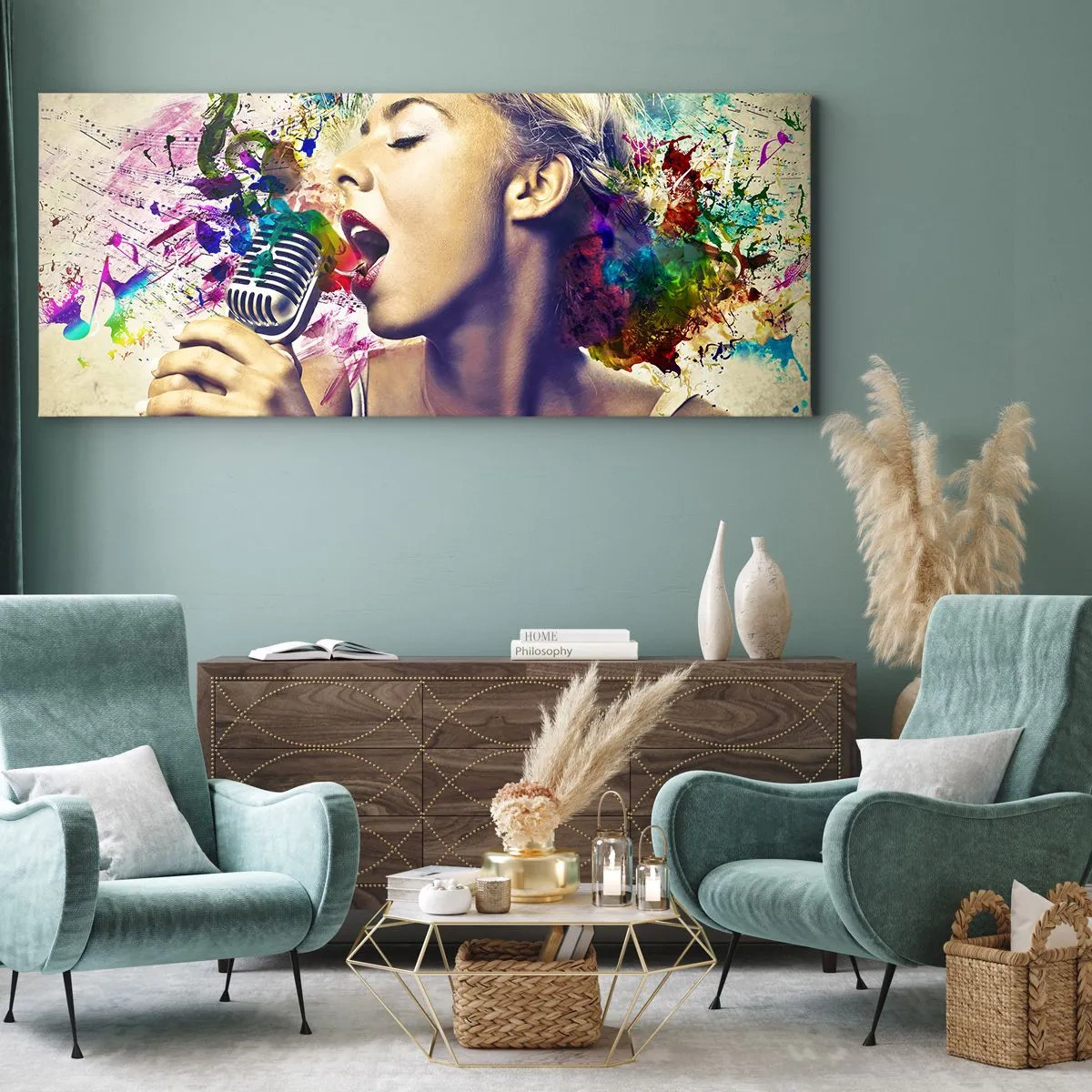 Tablou pe pânză - Pictează lumea cu vocea ta - 100x40 cm
