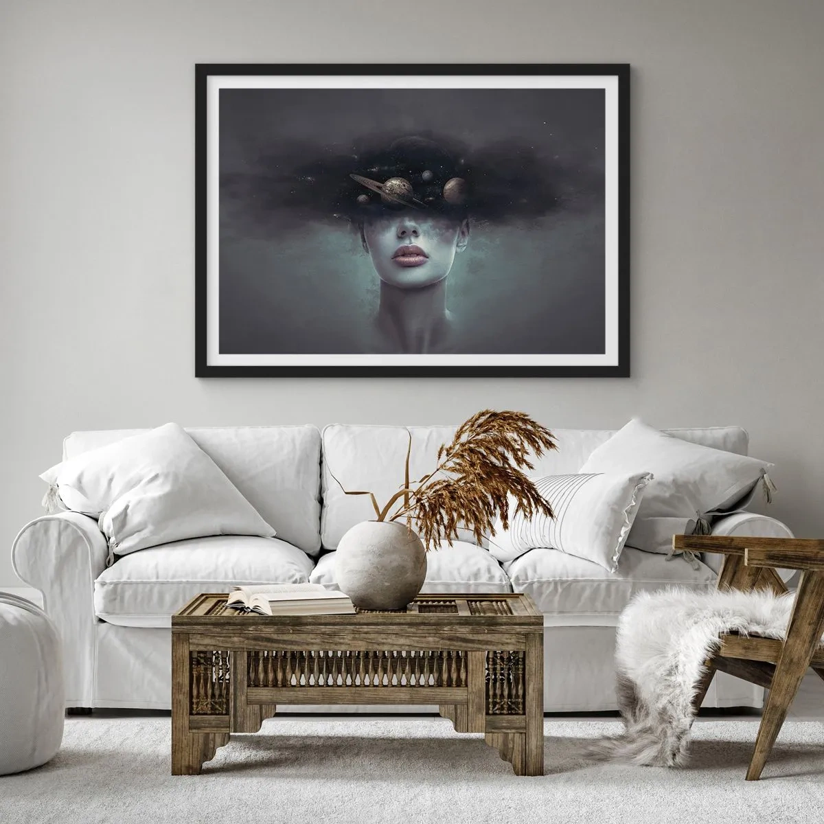 Poster în ramă neagră - Și planetele o iau razna... - 70x50 cm