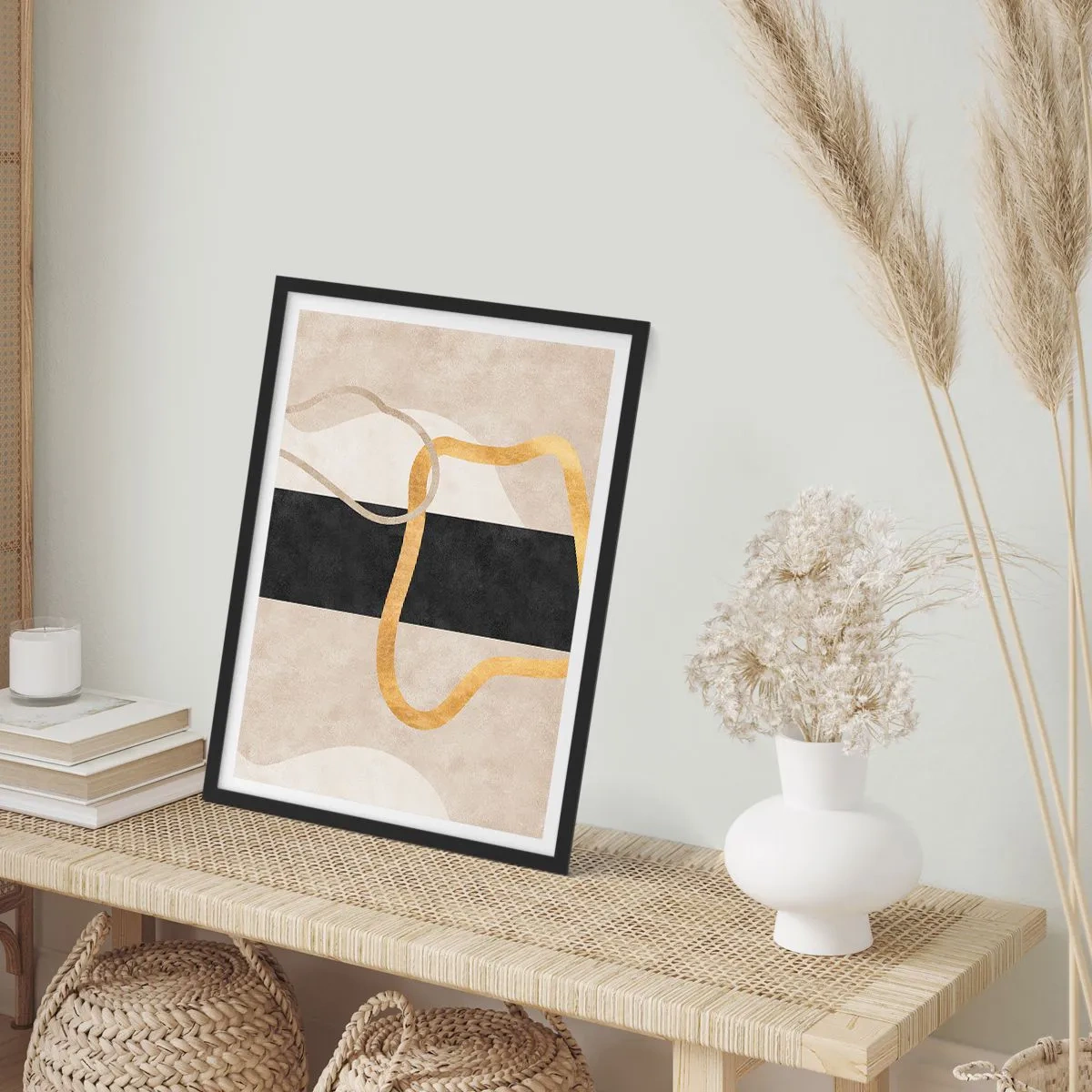 Poster în ramă neagră - Forme înbuclite - 61x91 cm