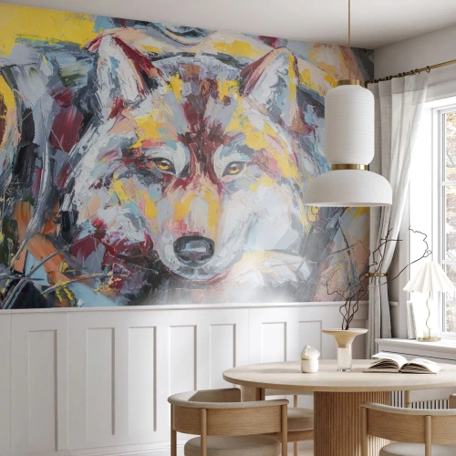 Tapet Premium Canvas - Pace pentru cel drag - Abstracția, Lup, Pictura - 350x256 cm