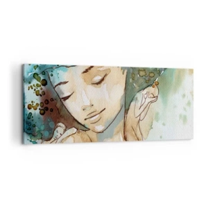 Tablou pe pânză - Lady în albastru - 100x40 cm