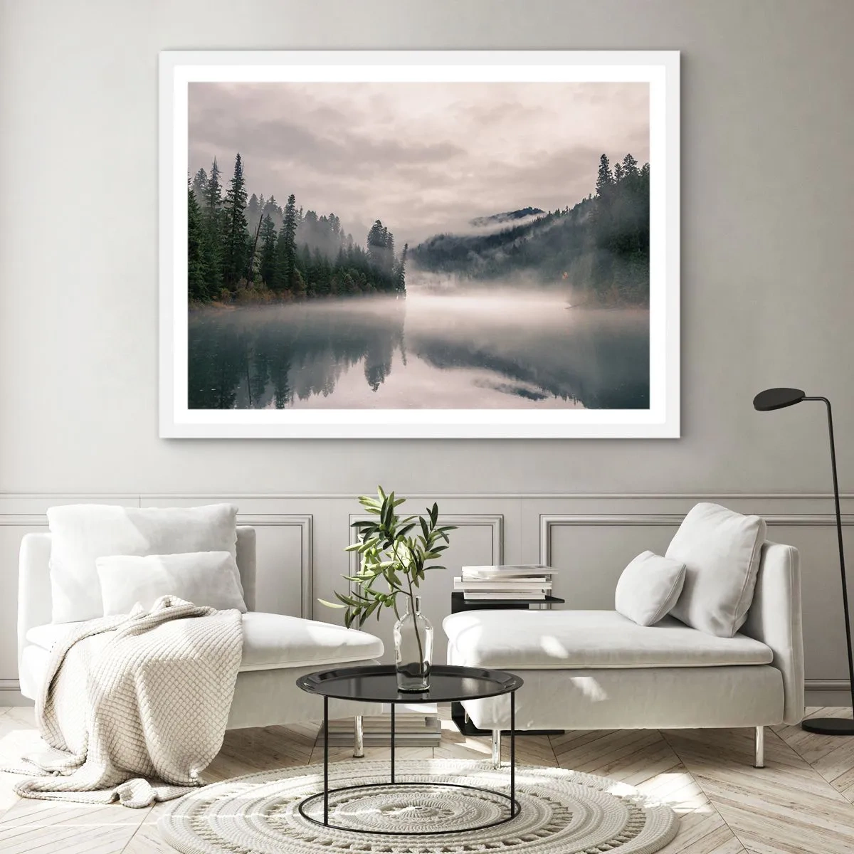 Poster în ramă albă - În reverie, în ceață - 100x70 cm